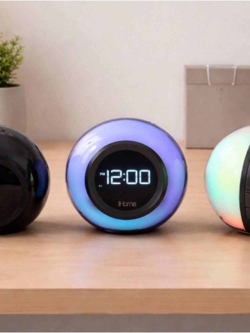 iHome Round LED Alarm Clock - Blue and Purple Glow